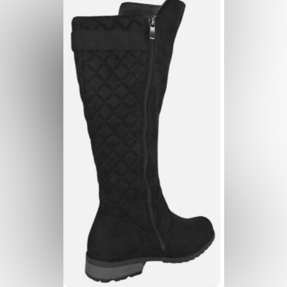 FOREVER Link Mango-23 Suede Knee High Side Zip Riding Boots Black/Gold SZ 7-1/2 - Picture 3 of 11